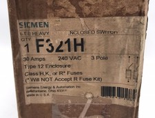 HOUSTON STOCK NEW SIEMENS F321H FUSED SAFETY SWITCH 30 AMP 240V FREE SHIPPING