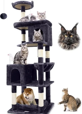 Globlazer Kratzbaum Groß, Katzenbaum für Große Katzen 183 cm hoch mit 2