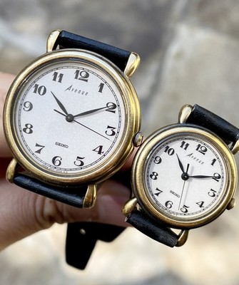 Pair Of Vintage Seiko Avenue JDM Quartz Snowflake Dial Ruthenium Case Lot Of 2