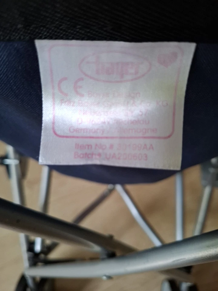 Puppenbuggy blau pink Elefant Blumen- Bayer Design -Gebraucht, Mädchen Spielzeug - Bild 4 von 4