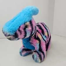 Aurora Dinosaur Plush Parasaur Pink Blue Watercolor Stuffed Animal Dino Toy