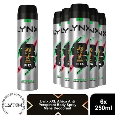 Lynx XXL Africa Anti Transpirant Body Spray 250ml 6er Pack Herren Deo