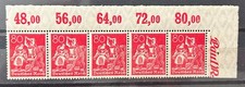 1922 German 5 Stamps stripe MNH Mi:DR186 80 rpf definitives: Posthorn /1176