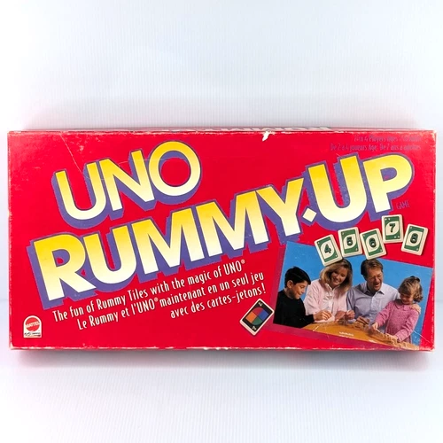 VINTAGE Uno Rummy Up COMPLETE Mattel 1993 Family Game 90's Tiles 100% COMPLETE