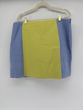 NWT Vineyard Vines Seersucker Blue Yellow Striped Panel Mini Skirt 12 see desc