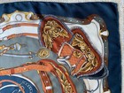 TORRENTE PARIS 100% Silk Scarf 34X 34 Inch Equestrian Design, Steel Blue — photo 3
