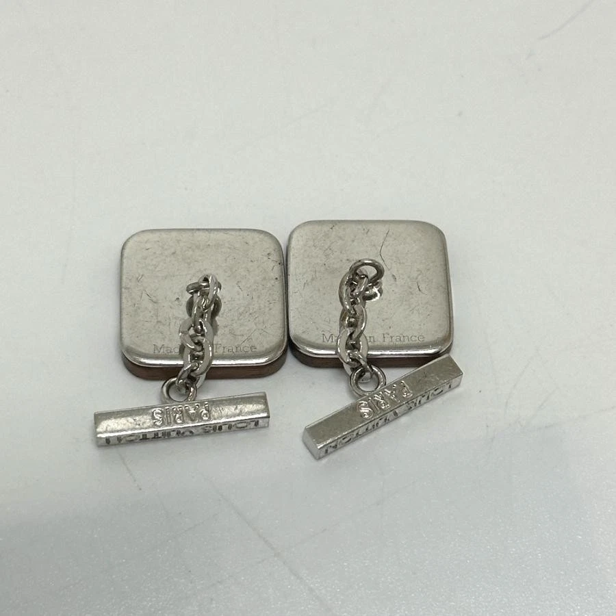 Подлинные мужские запонки LOUIS VUITTON LV коричневые нержавеющая сталь дерево аксессуар - Изображение 2 из 4