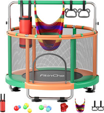 55" Toddler Mini Trampoline for Kids, Indoor Outdoor Toys with Swing, 440Lbs Bab