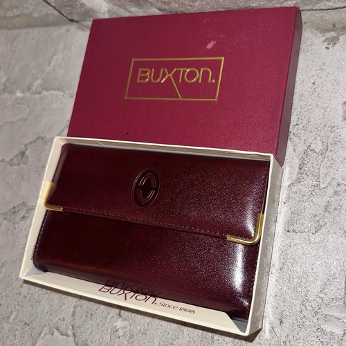 New Buxton Merlot Top Grain Aniline Cowhide Leather Wallet Kiss-Lock Coin Purse - Picture 6 of 9