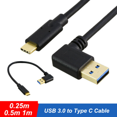 USB 3.0 auf Typ-C Kabel Vergoldetes abgewinkeltes Daten-Sync-Ladekabel 0.25m-1m