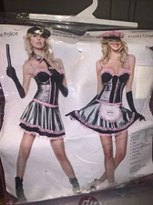 WOMEN'S SEVEN TIL MIDNIGHT DOUBLE TROUBLE COP or PASTRY CHEF COSTUME Sz S/M