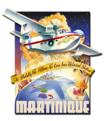 MARTINIQUE SEA PLANE RELAXED TRIP 16'' HEAVY DUTY USA MADE METAL HOME DECOR SIGN