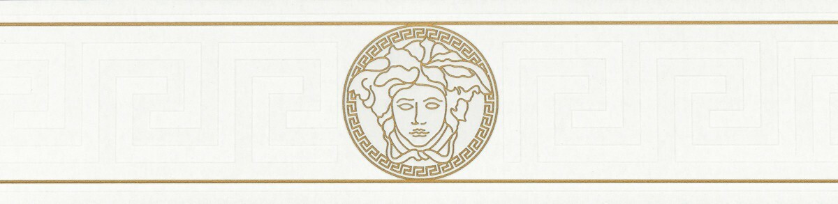 Versace Home Wallpaper Border Medusa head white gloss 93522-3 (28,50£/1qm)