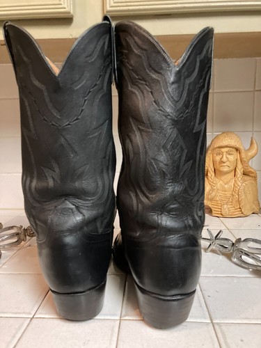 Lucchese Vintage BLACK Leather Cowboy Boots 9 EE - 第 14/18 張圖片