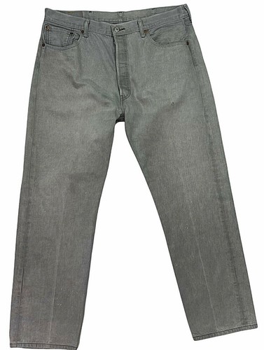 Levis Original 501 Mens Jeans W40 L34 Gray Straight Leg Button Fly Denim  Holes | eBay