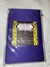 Pillowcase Pair Purple Standard Tuscany Collection 300 Thr Ct 100% Cotton Sateen