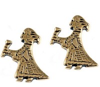 Bronze Wikinger Ohrstecker WalküRe M. Met Horn Walhalla Odins Heilige Halle