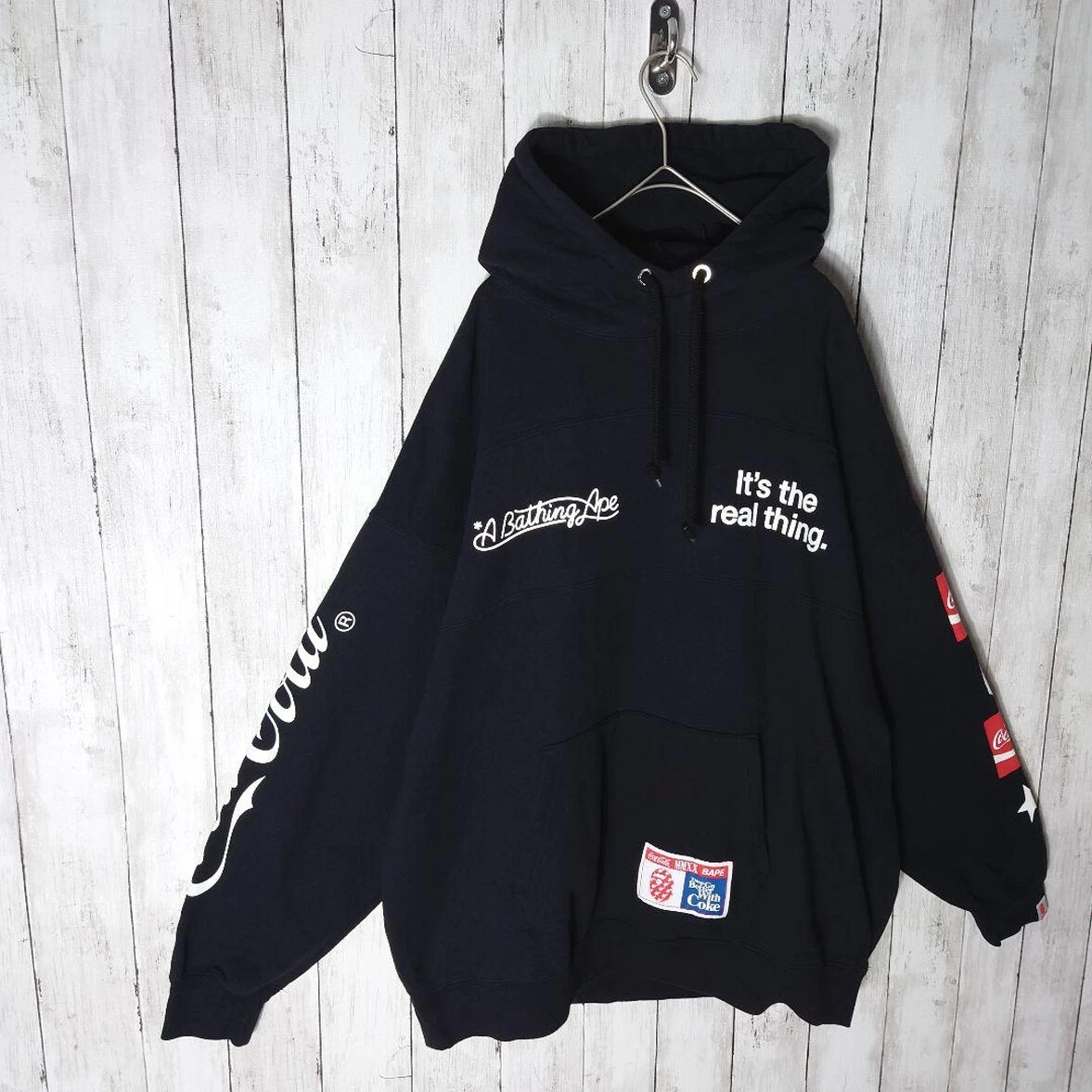 A BATHING APE (BAPE) Felpa con cappuccio pullover A Bathing Ape Coca Cola nera taglia S