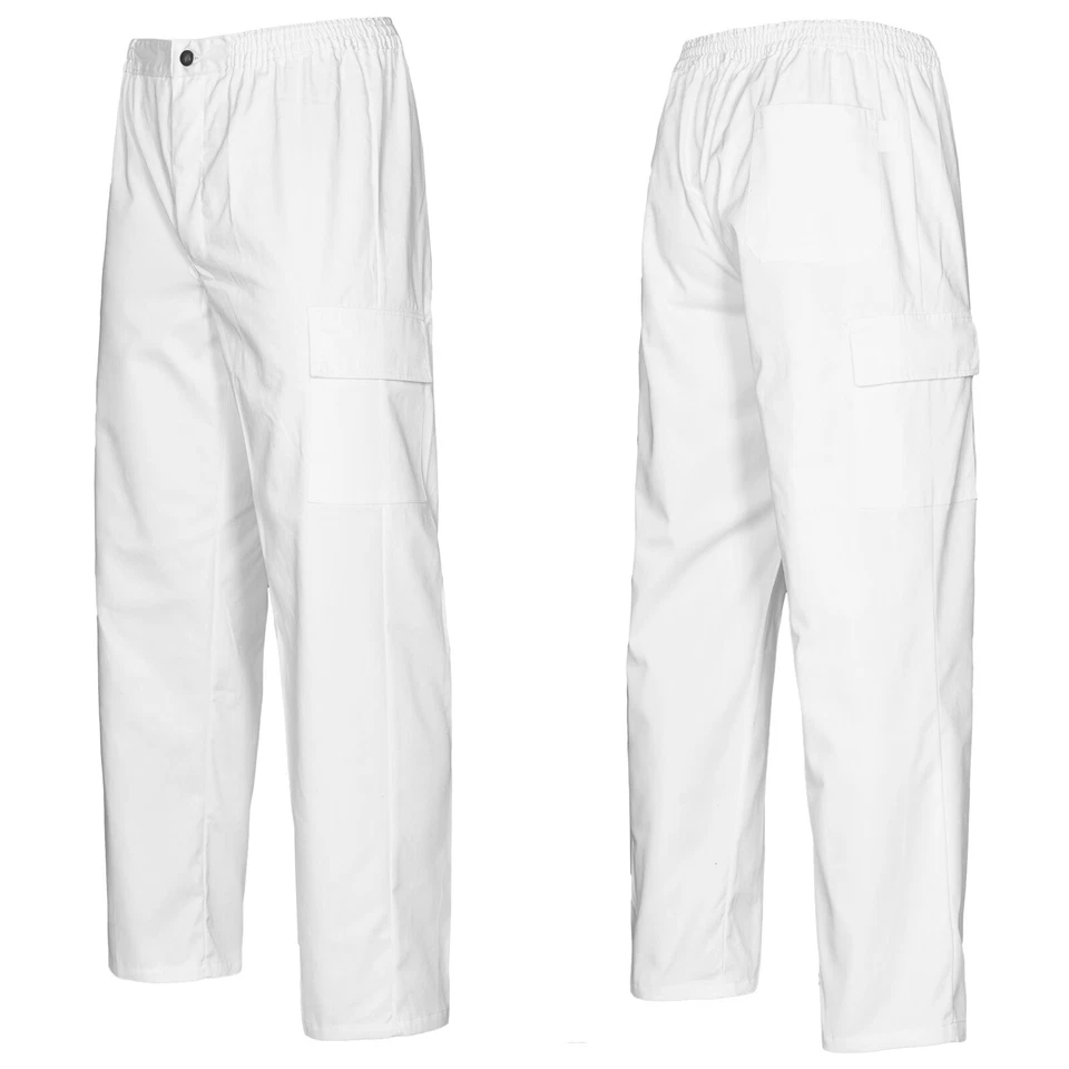 Herren Damen Pflegerhose Klinik Arzthose Schwesternhose Cargo Arbeitshose weiß - Bild 3 von 4