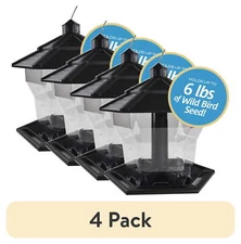 (4 pack) Pennington Earth Smart, Black Recycled Plastic Hopper Wild Bird Feeder