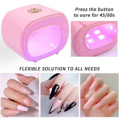 16W Mini LED UV Nail Polish Dryer Lamp Gel Pink Light Portable USB Cable