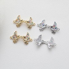 2pcs Angel Love Charm Connector,Cubic Zirconia Two Angel Pendant,Cupid Charm