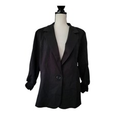 Noir Classic Black Women's Blazer Size 1x Plus New Single Button Stretch