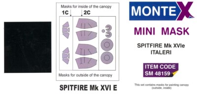 Montex 1/48 SUPERMARINE SPITFIRE Mk.XVIe CANOPY & WHEELS PAINT MASK Hasegawa