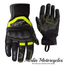 RST Urban Air 3 Mesh CE Touchscreen Leather Motorcycle Motorbike Gloves - Fluo
