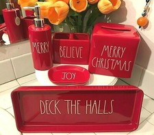 Rae Dunn Christmas Bathroom Vanity Set Farmhouse Tray Box Soap Dish Dispenser