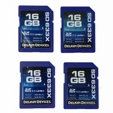 Lot 4 - Genuine Delkin 16 GB SDHC High Speed Memory Cards UHS-1 Class 3 SD 633X