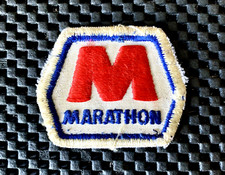 MARATHON GAS VINTAGE EMBROIDERED SEW ON PATCH FUEL OIL STATIONS 2 1/2" x 2"