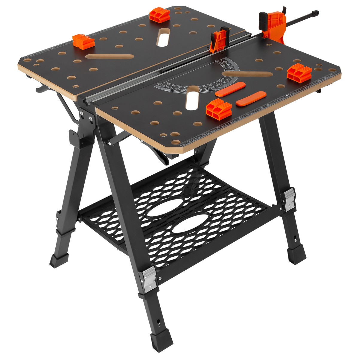 Établi Portable Workpro 5-en-1 – Support Scie à Onglets Pliable, Table De Travail Avec Roulettes