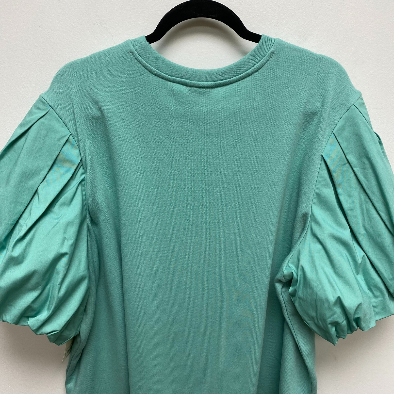 Ana A New Approach Womens Green Short Puff Sleeve Crew Neck Pullover Blouse 3X
