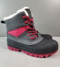 All In Motion Thermolite EcoMode Girls Snow Boots Pink Leather Rubber Size 4