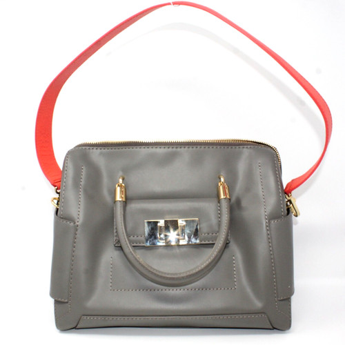 Sass & Bide Satchel Bag The Ember Gray Pocketed Zippered Orange Strap Purse Lux