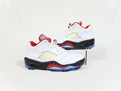 Nike Air Jordan Retro V Low White & Fire Red Golf Shoes Sz 5.5 NEW