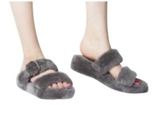 UGG Genuine Shearling Fur Fuzz Yeah Slide Sandals Size 6 NEW