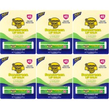6 Pk Banana Boat Aloe Vera With Vitamin E Sunscreen Lip Balm Spf 45 .15Oz Ea