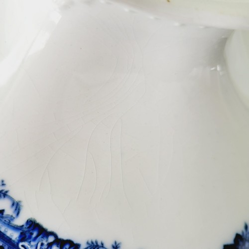 Antique J&G Meakin York Flow Blue Covered Dish Gold Accents Floral Swag England - Picture 13 of 18