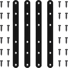 4 Pack Black Straight Brace Brackets 8 Inch Stainless Steel Flat Mending Plates,