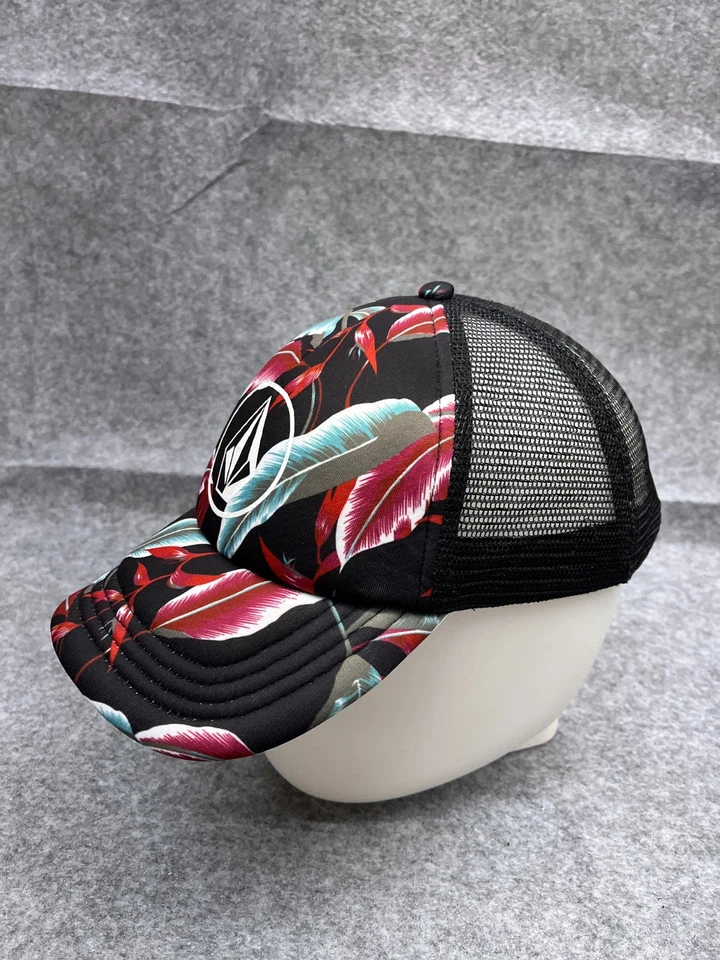 Volcom Hat Cap Snap Back Adult One Size Blue Black Red Blue Floral Poly Trucker - Image 4 of 4