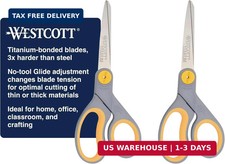 Westcott 8" Titanium Bonded Scissors with Adjustable Glide and Soft Handle, 2-Pa