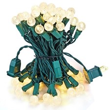 Christmas Lights Outdoor Faceted G15 50 LED 17ft Plug in Mini Globe String Li...