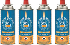 Unisex Bs0136 A4 Butane Battery Gas Cartridge (Pack of 4), Multi-Colour, 220 G E