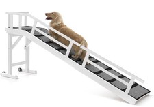 Wooden Dog Ramp for Bed or Couch, with Removable Side Rails, Top Platform Wheels