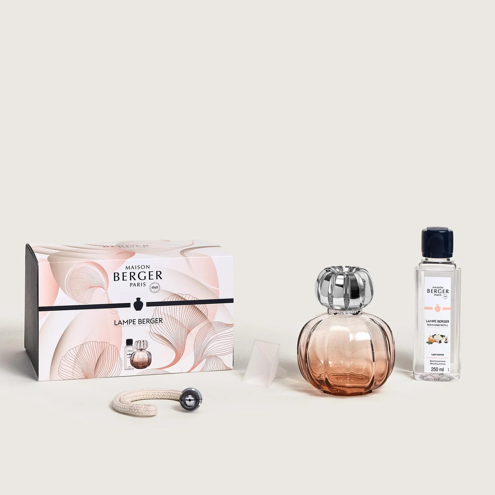 LAMPE BERGER Lampada Catalitica Cofanetto Corali Rose con Flacone 250ml Lady Flo - 2