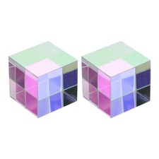 2 Pcs Cube Prism, 40mm K9 Crystal Prism Optical Glass X-Cube Glass Figurine