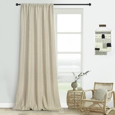 Home Boho Chic Rod Pocket Sheer Window Tan Curtains 84 inch Length - Light-Fi...