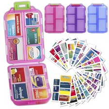 Pill Organizer with Medicine Labels, Travel Daily Pill Container, Mini Medica...